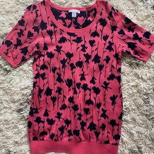 Pink and navy flower sweater